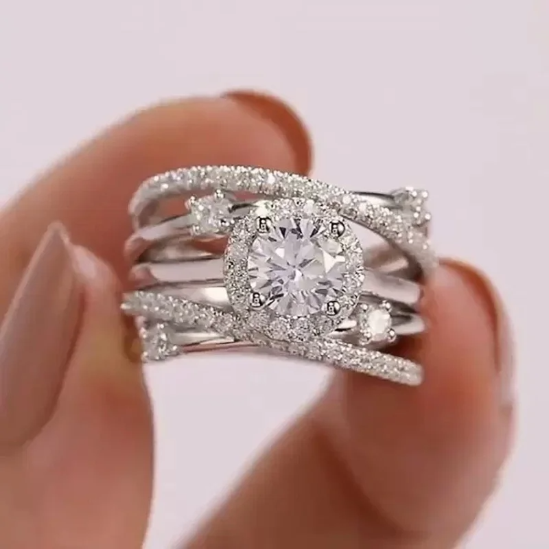 Morsonite Silver Zircon Luxury Ring