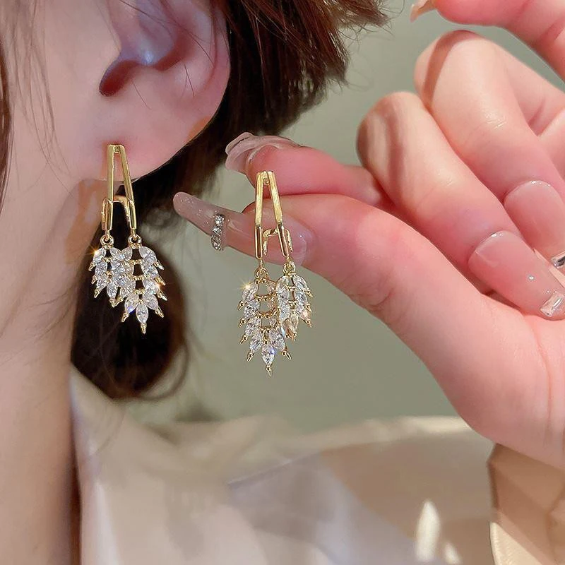 Wheat Ear Rhinestone Fashion Earrings