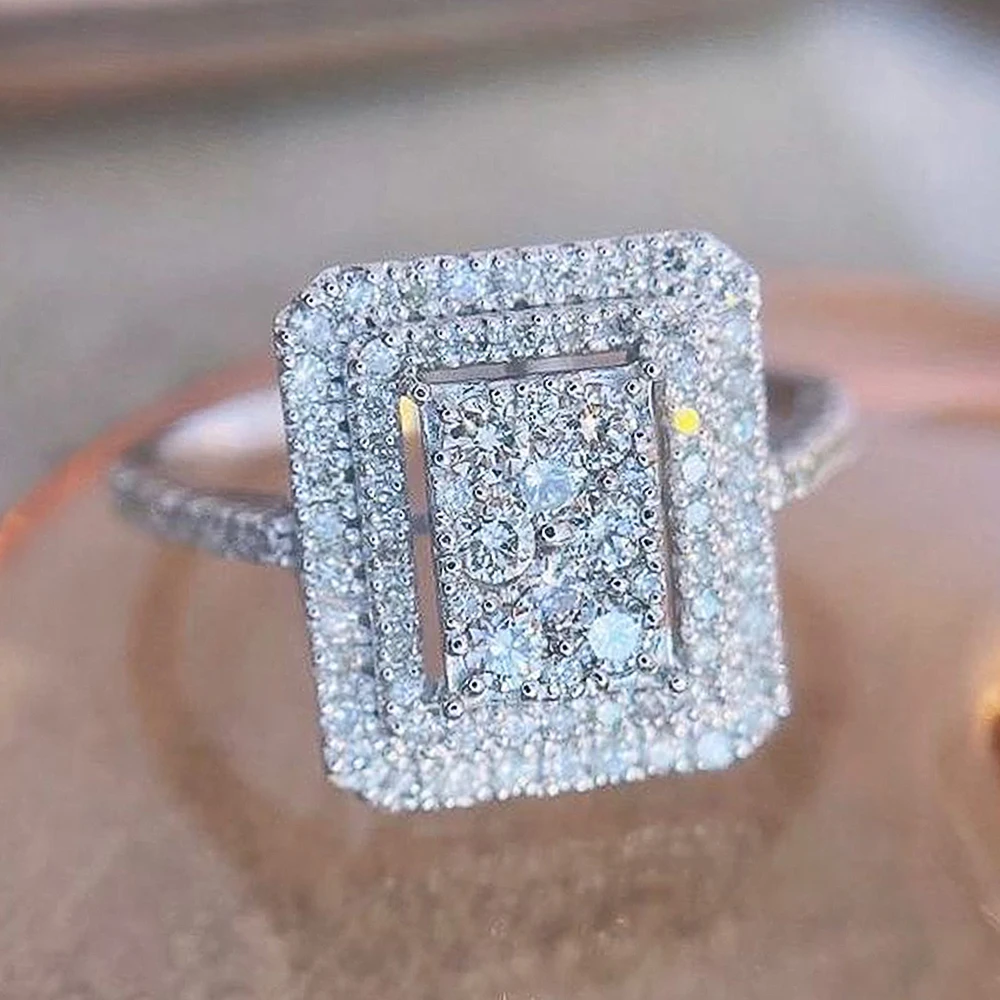 Square Zircon Luxury Full Rhinestone Ring