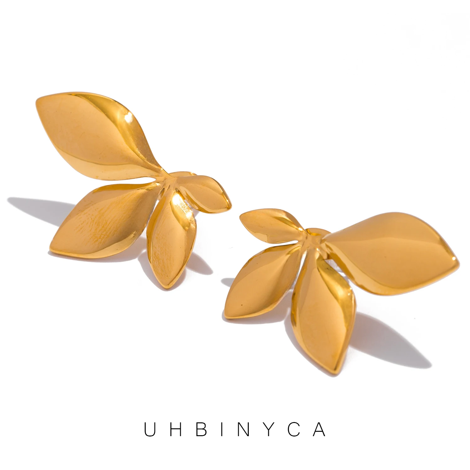 Leaf Shaped Metal Golden Earrings for Women