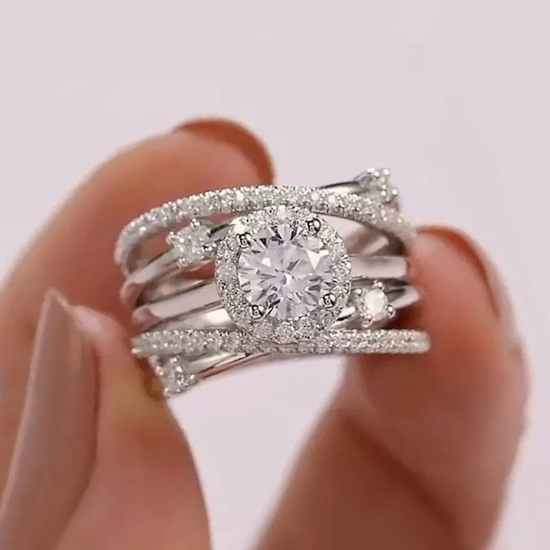 Morsonite Silver Zircon Luxury Ring
