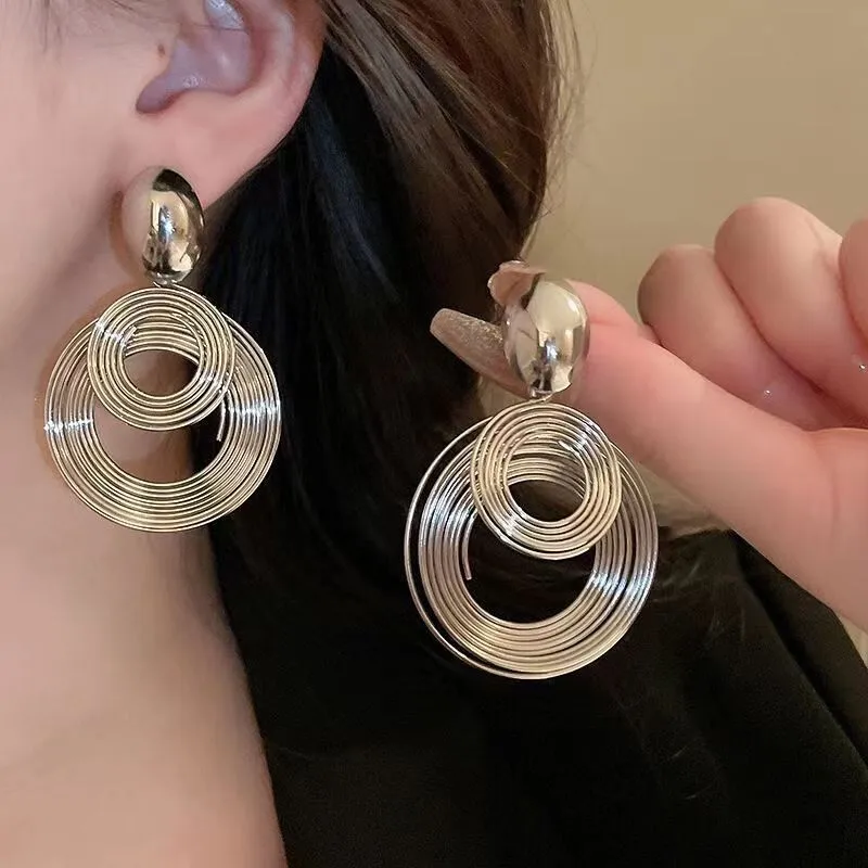 Vintage Layered Circle Drop Earrings