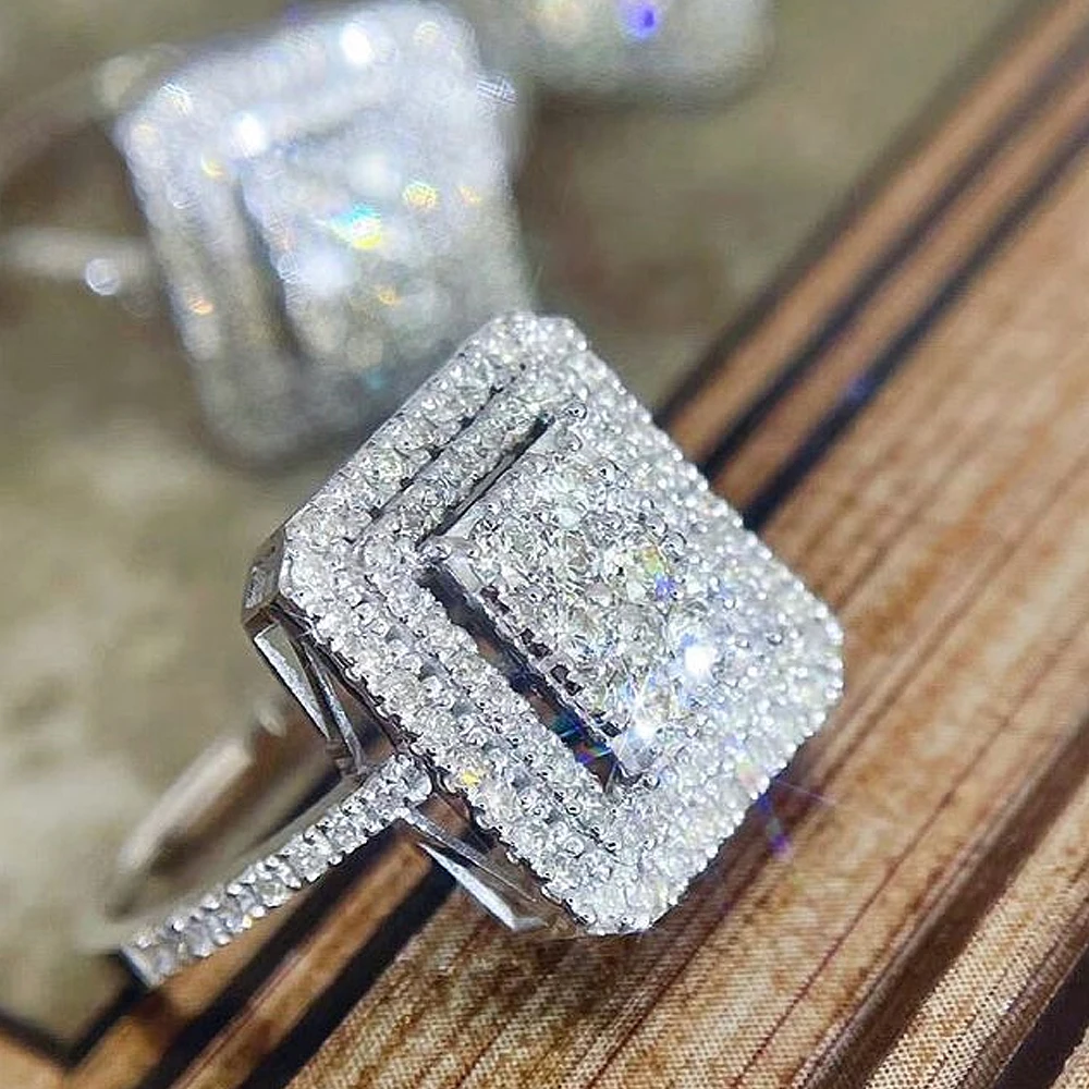 Square Zircon Luxury Full Rhinestone Ring