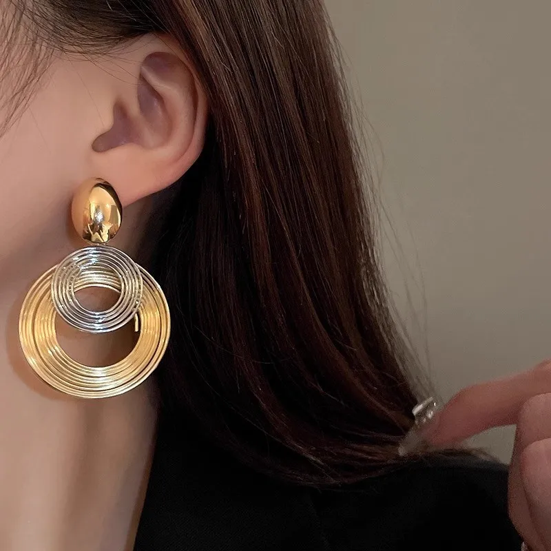 Vintage Layered Circle Drop Earrings