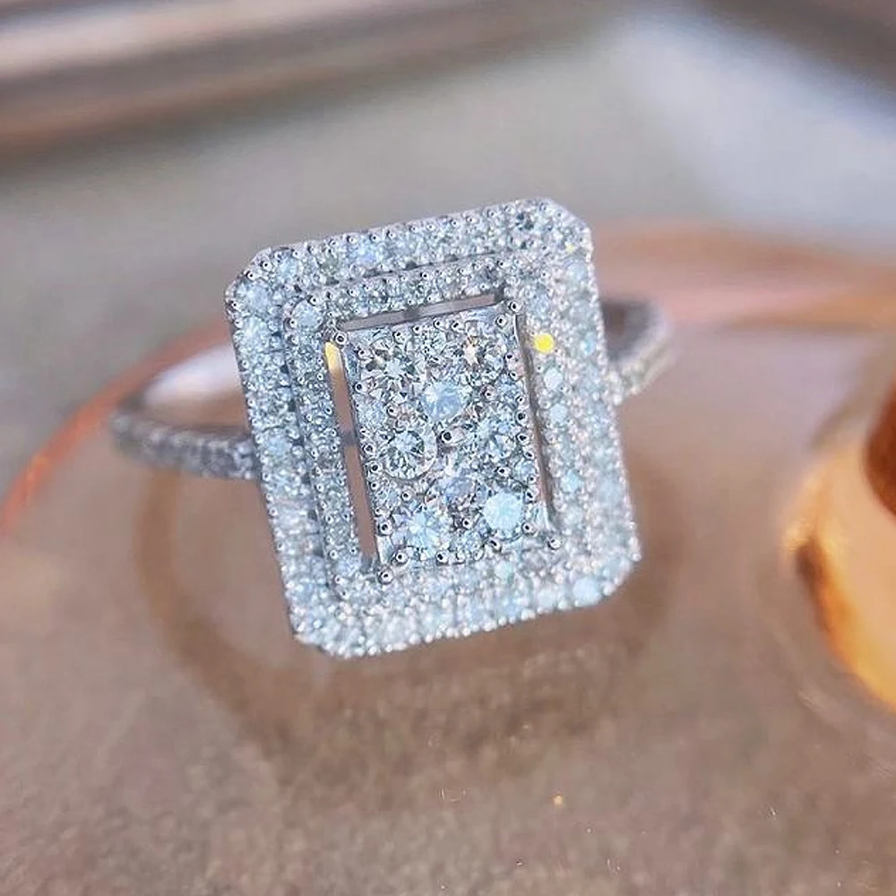 Square Zircon Luxury Full Rhinestone Ring