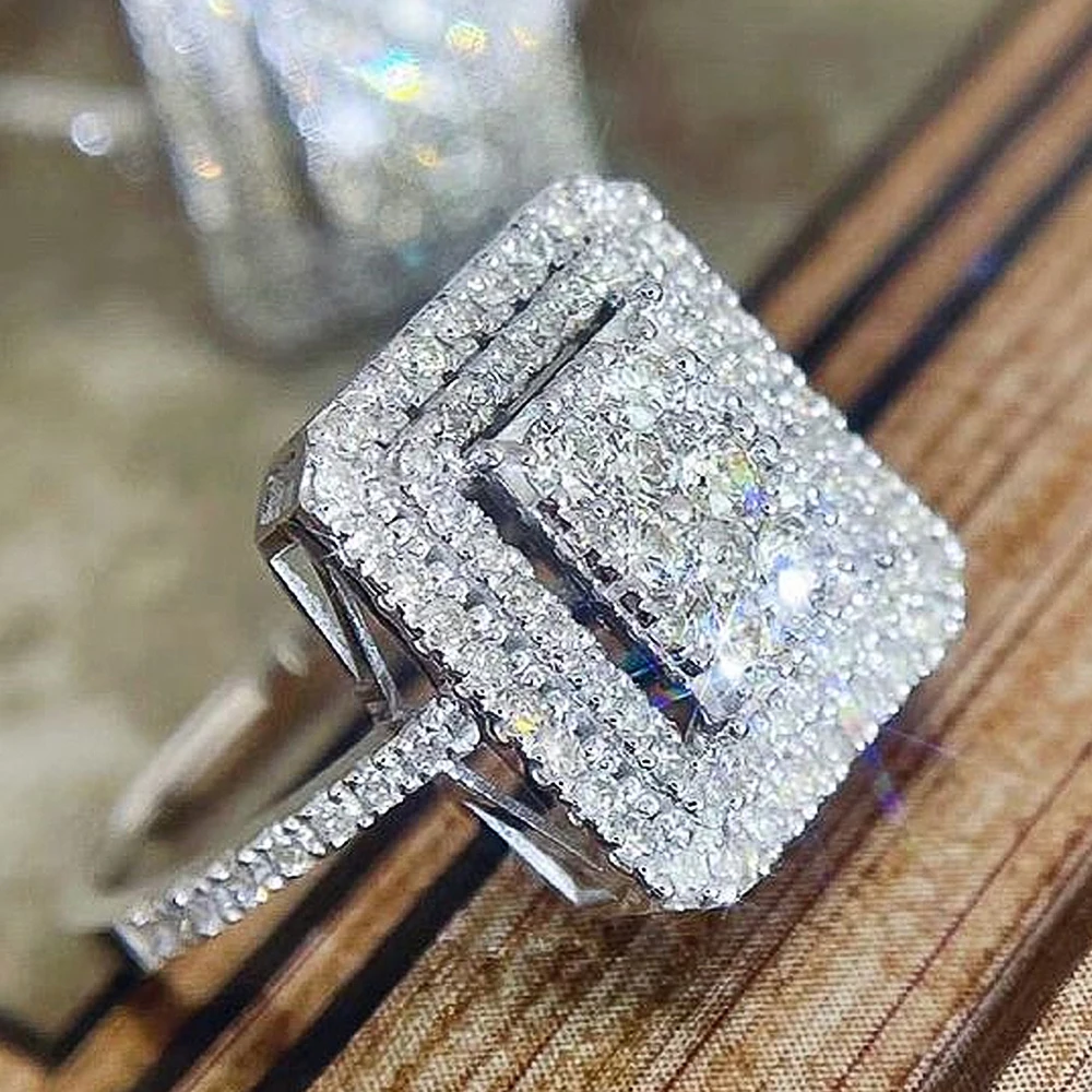 Square Zircon Luxury Full Rhinestone Ring
