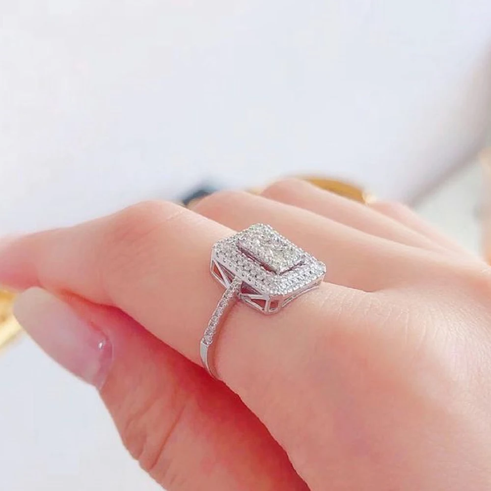 Square Zircon Luxury Full Rhinestone Ring