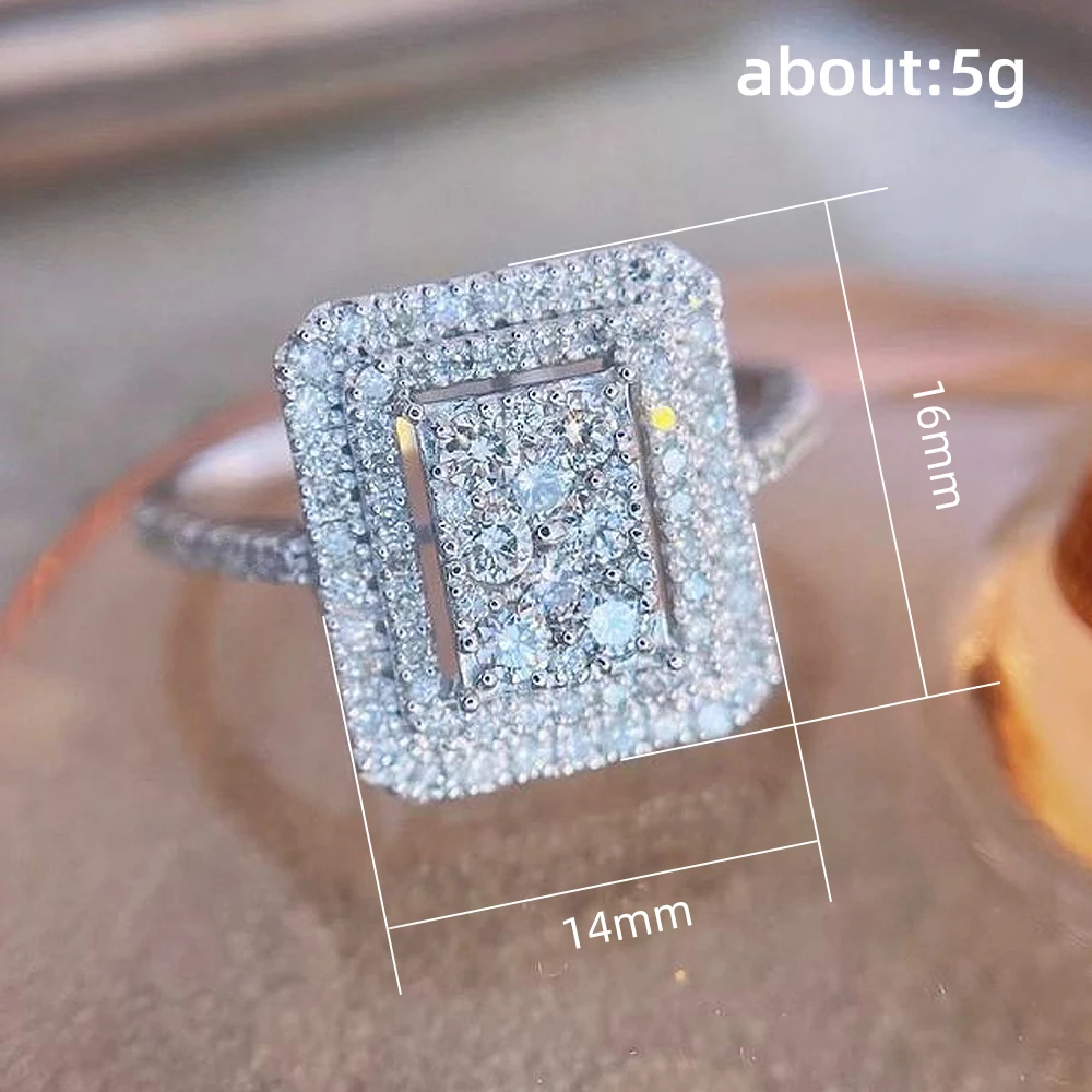 Square Zircon Luxury Full Rhinestone Ring