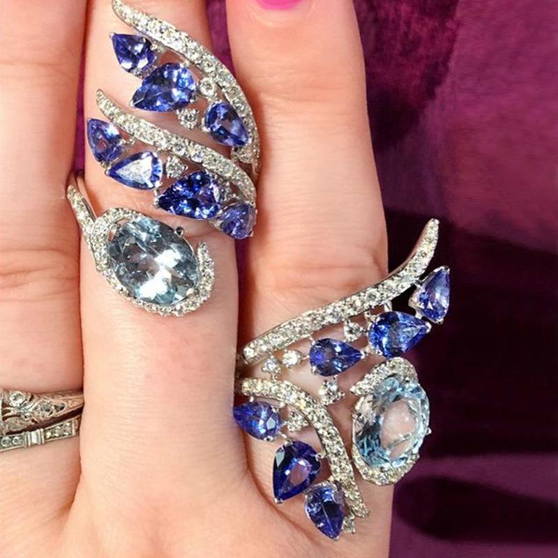 Fashion Zircon Blue Drop Ring