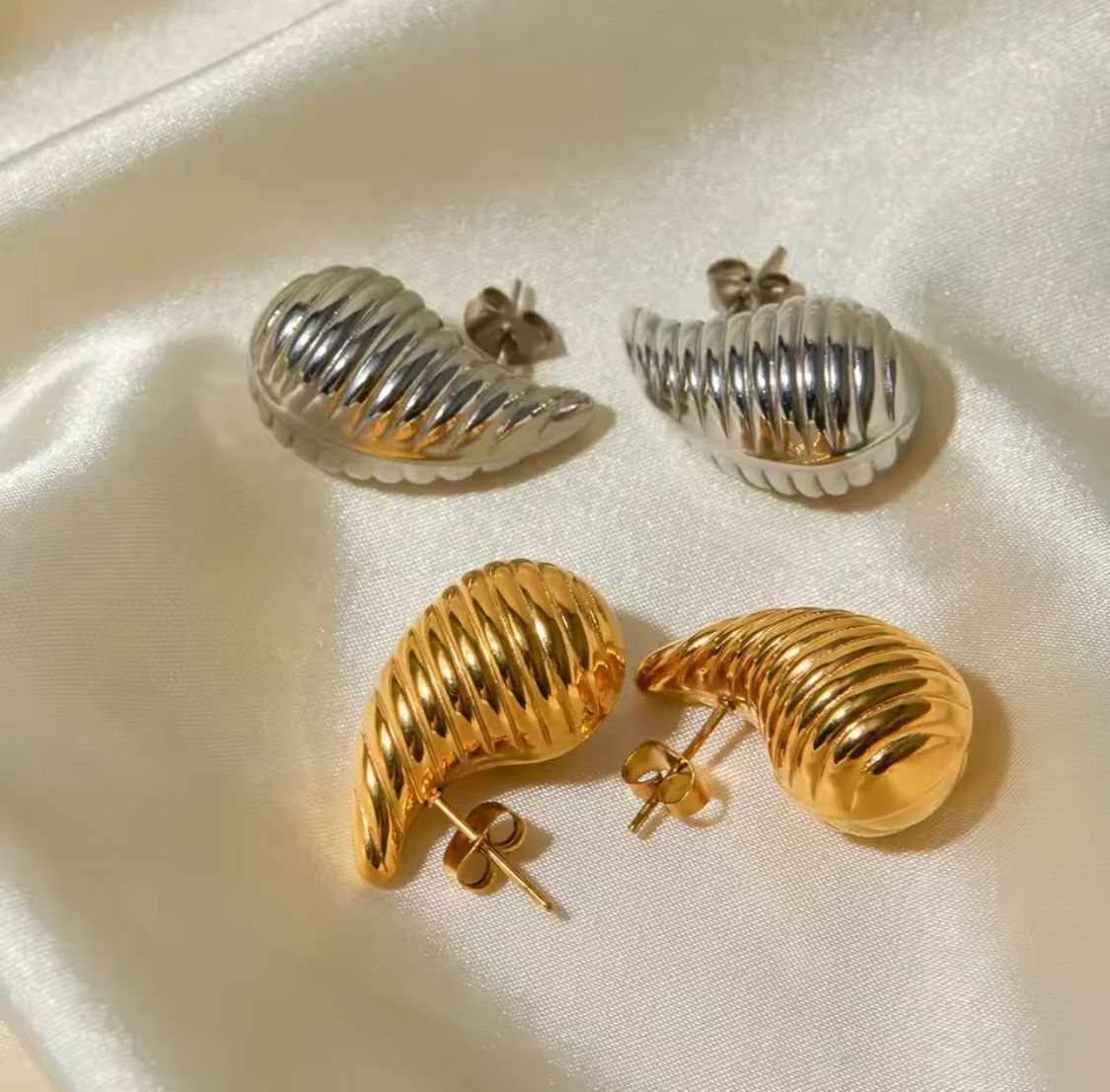 Swirl Drop Metal Earrings