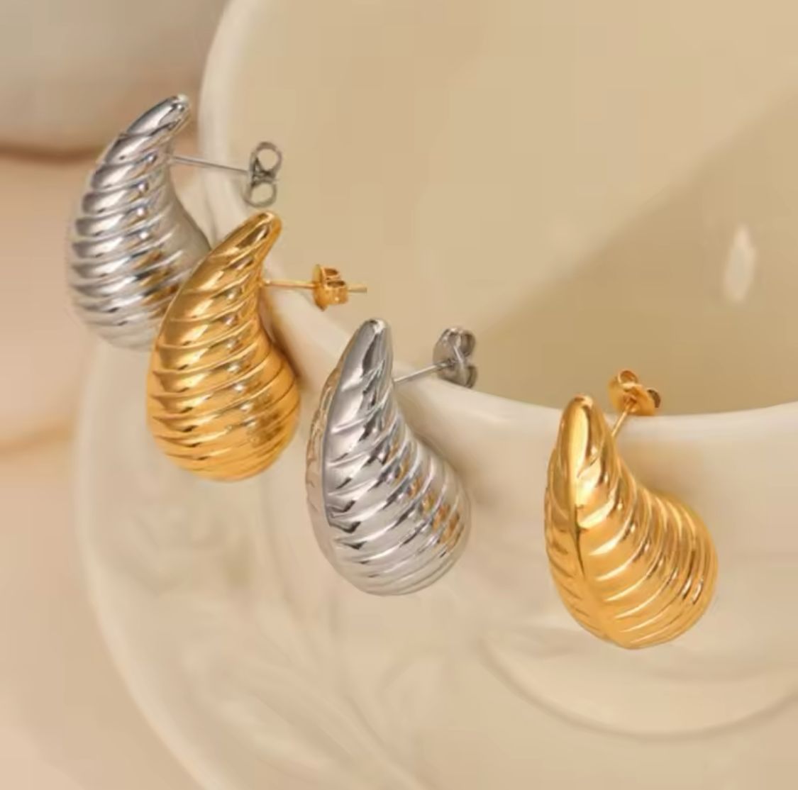 Swirl Drop Metal Earrings