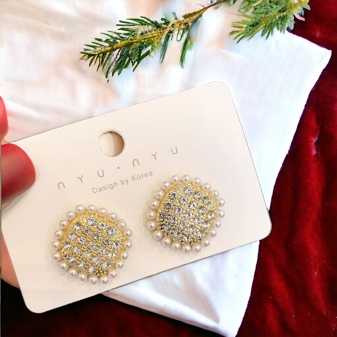 Square Peal Zircon Stud Earrings
