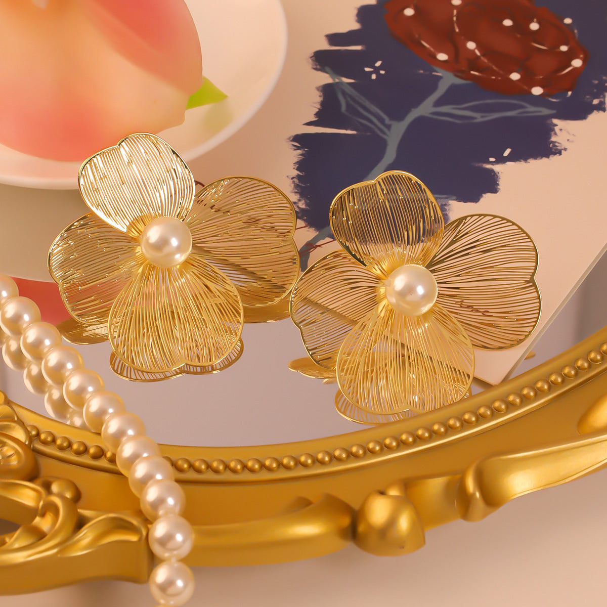 Spanish Petal Flowers Stud Earrings
