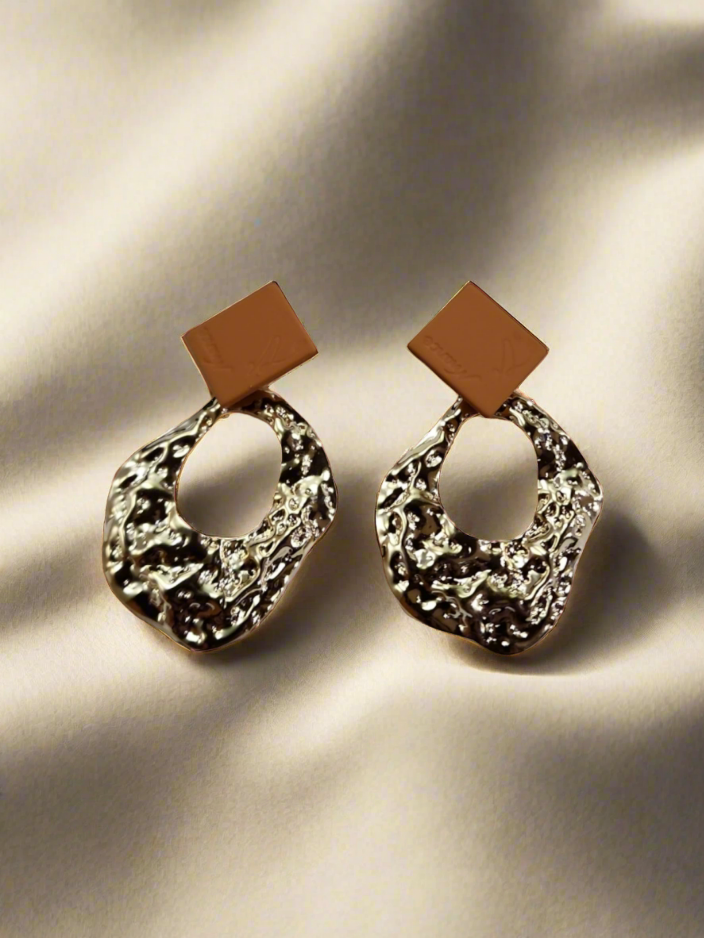 Leather Oval Elegant Hanging Earrings